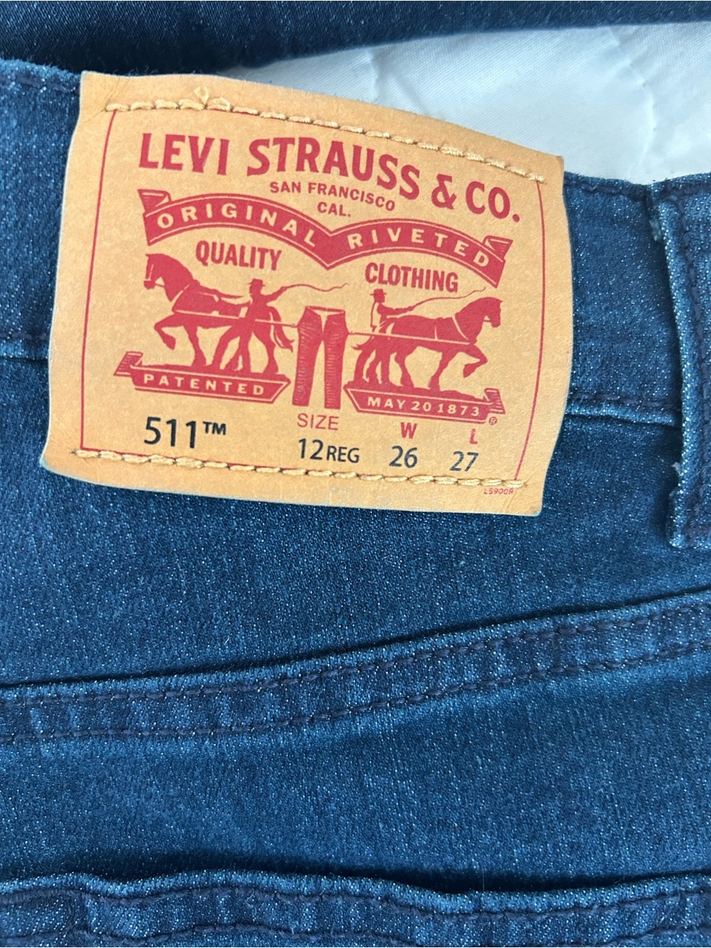 Levi's 511 Slim Kids Jeans in Dark Blue Denim with Tan Patch